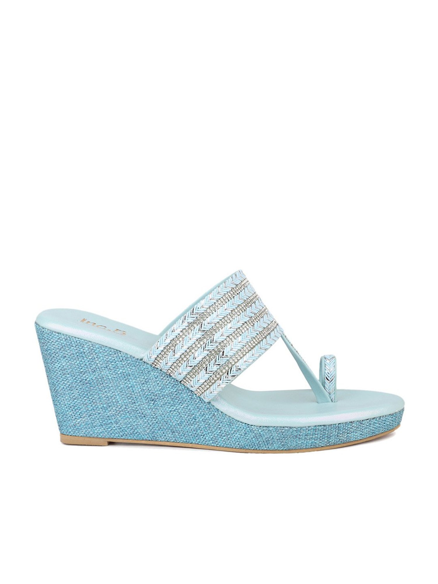 Inc.5 Women's Light Blue Toe Ring Wedges