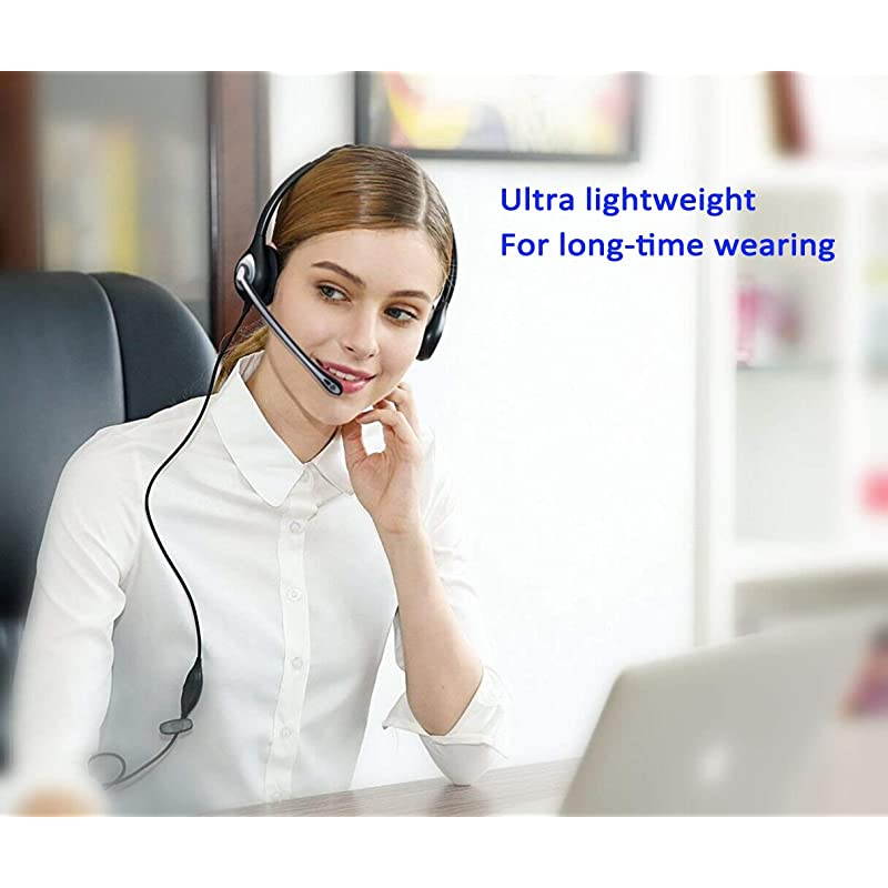 Telephone Headset with 25mm Jack Noise Cancelling Microphone Volume Mute Controls Wired Office Phone Headset for Panasonic ATT RCA Vtech Polycom Cisco Uniden Cordless Dect PhonesC602P1