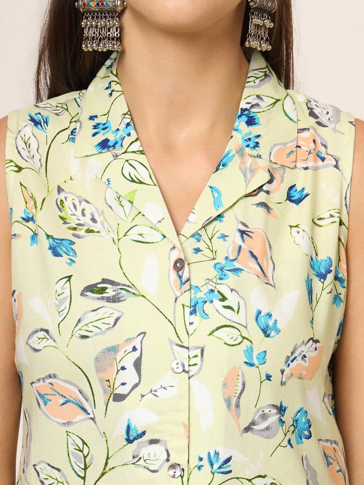 Divena Light Green Printed Kurta Pant Set