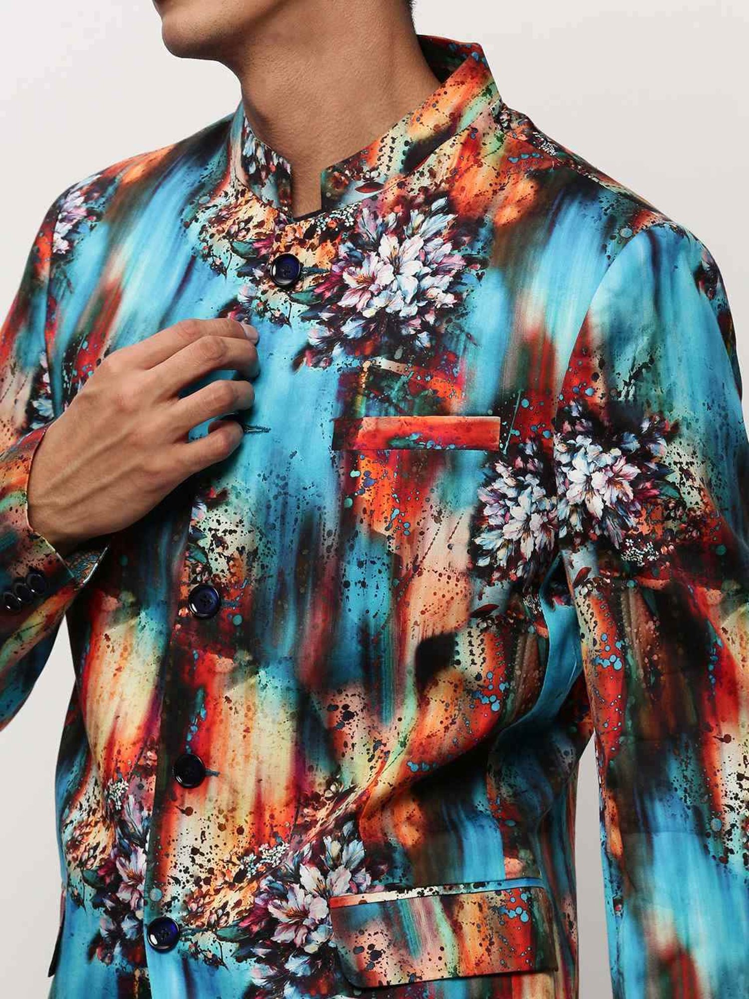 Hangup Cream Regular Fit Ethnic Blazer