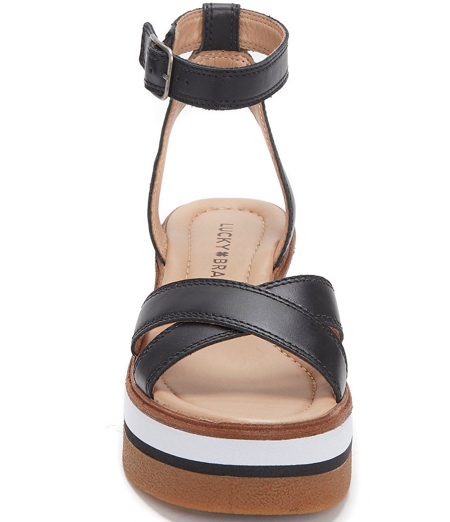 Lucky Brand Tarhi Leather Ankle Strap Wedge Sandals