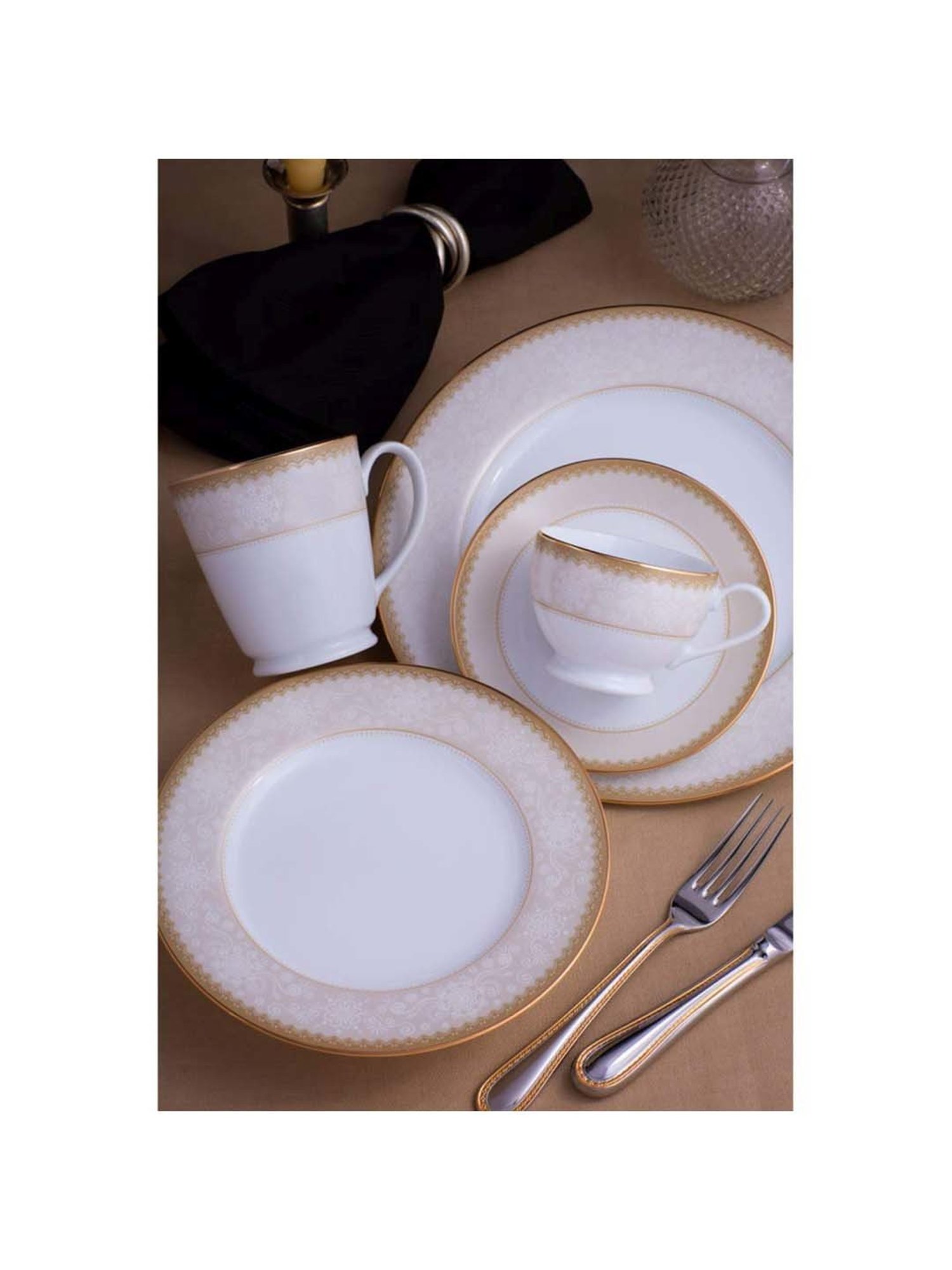 Noritake Golden Chintz White & Green Poreclain Milk Mug (0.37 L) - Set of 2