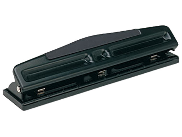Universal 74323 12-Sheet Deluxe Two- and Three-Hole Adjustable Punch  9/32   Holes  Black