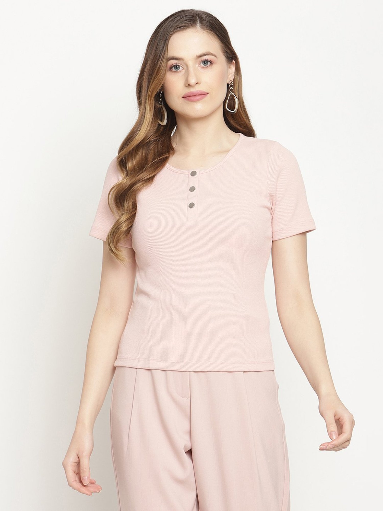 MADAME Dusty Pink Regular Fit Top