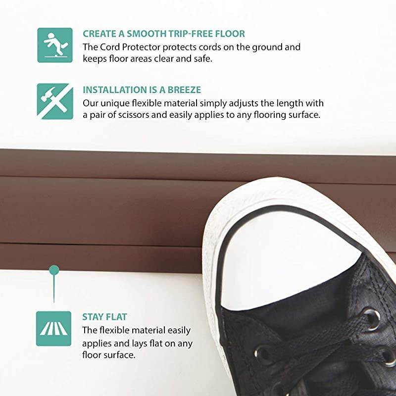 3Channel Cord Protector amp Concealer for Floor 15 FT Brown
