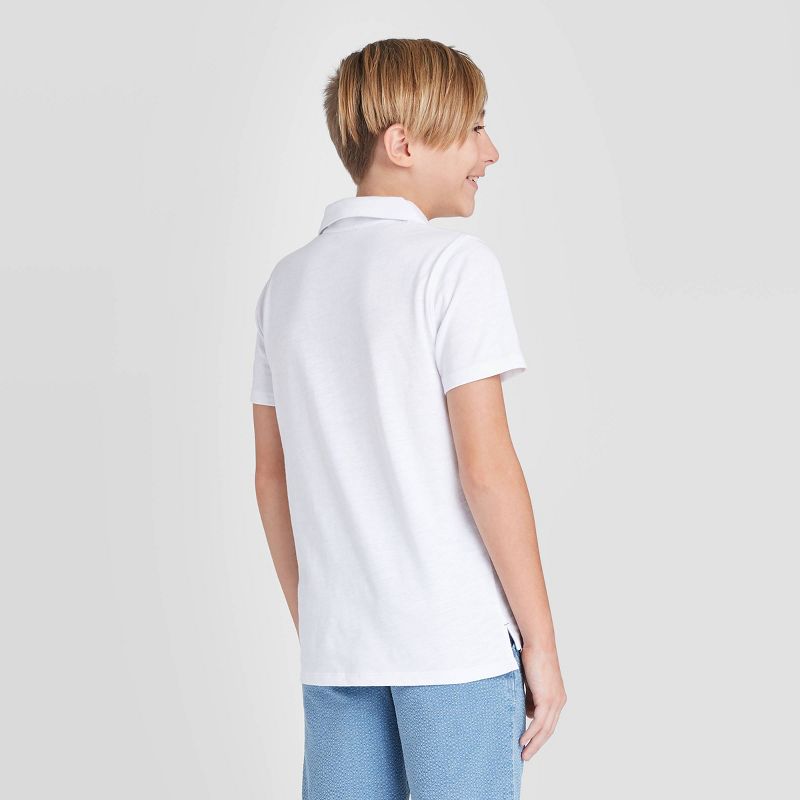 Boys' Short Sleeve Knit Polo Shirt - Cat & Jack™ White XL