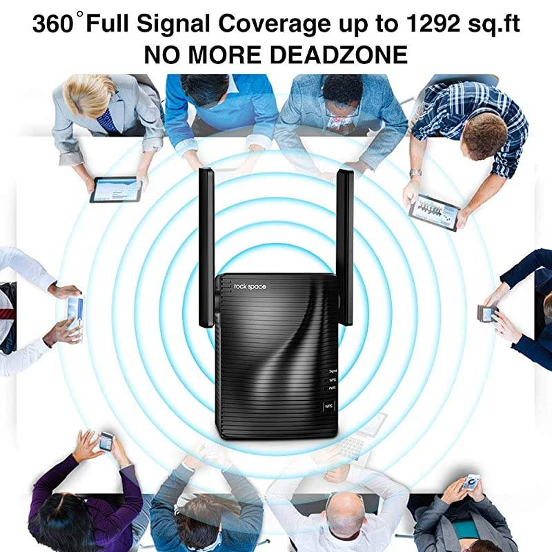 750Mbps WiFi Extender AC750WiFi Range Extender Supports WPS One Button Setup with 2 External AntennasMatte Black