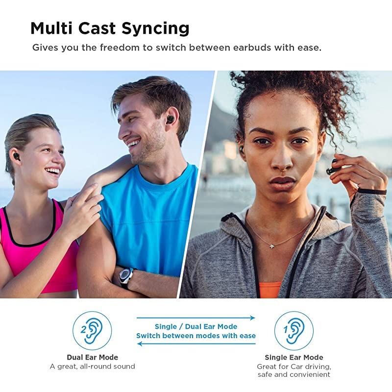 Wireless Earbuds,  100Hrs Playtime with Wireless Charging Case, Bluetooth 5.0 Headphones Deep Bass Stereo Waterproof Earphones in-Ear Built-in Mic for Sports and Work