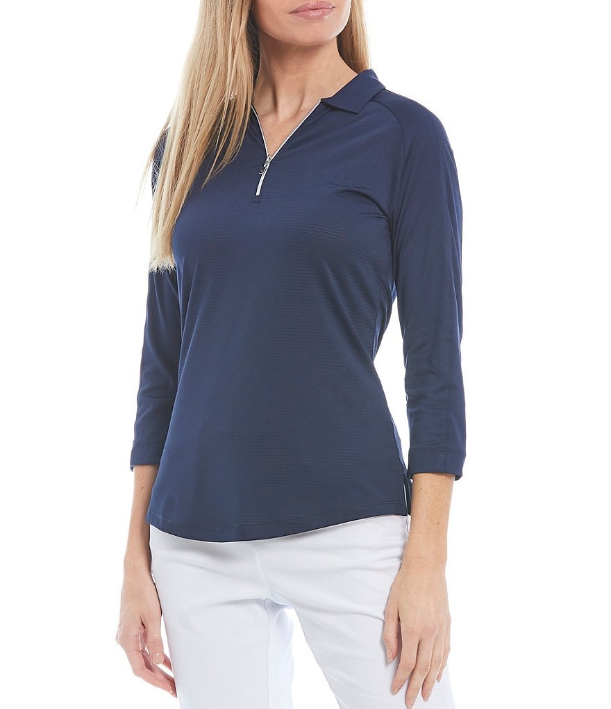 Callaway Point Collar 3/4 Sleeve Shadow Stripe Swing Tech&trade; Opti-Dri&trade; Polo