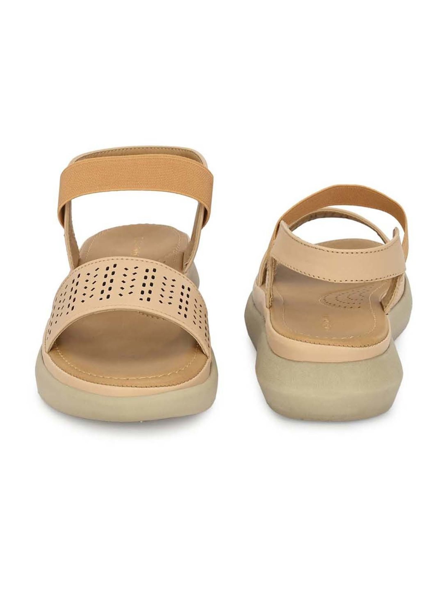 Clog London Women's Beige Ankle Strap Wedges