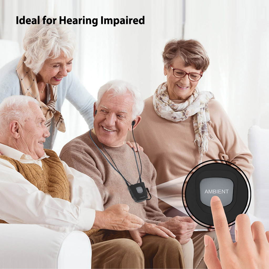 Avantree Digital Wireless Headphones Set for TV Watching for Seniors & Hearing Impaired, High Volume Left, Right Ear Balance, Awareness Monitor, Hearing Aids Earbuds Support via Telecoil - HT380