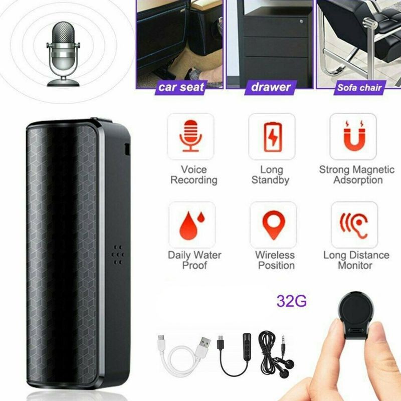 MP3 Spy Magnetic Recording Device Voice Activated Mini Audio Recorder Q70 4~32GB
