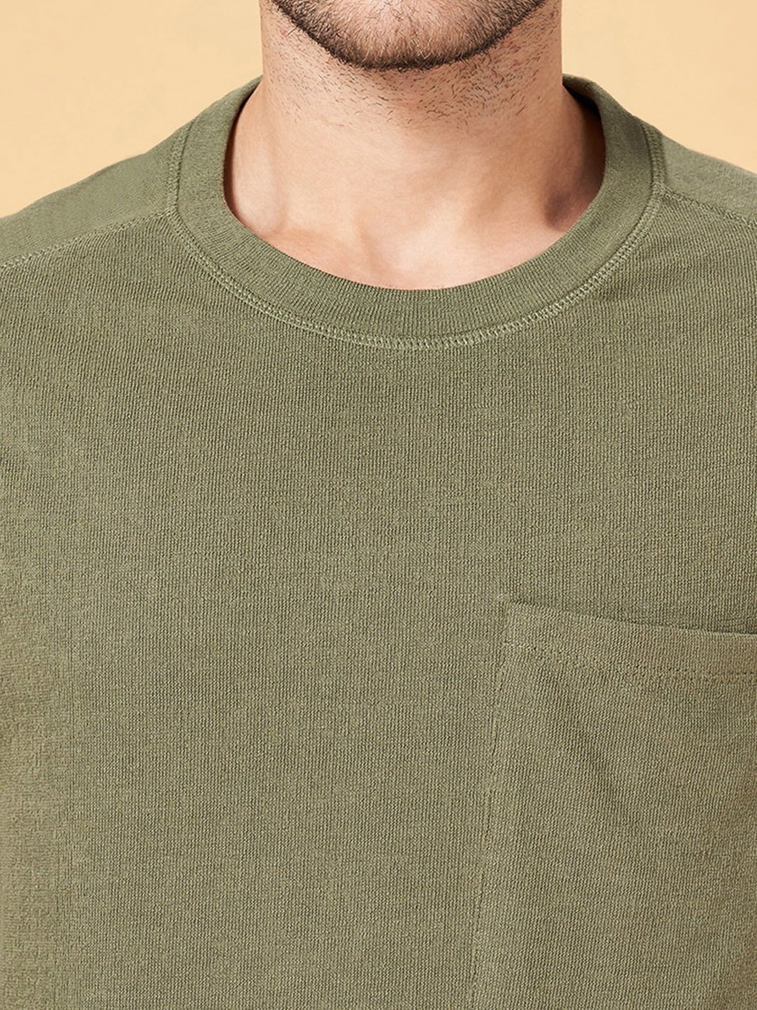 Street 808 by Pantaloons Green Cotton Boxy Fit T-Shirt