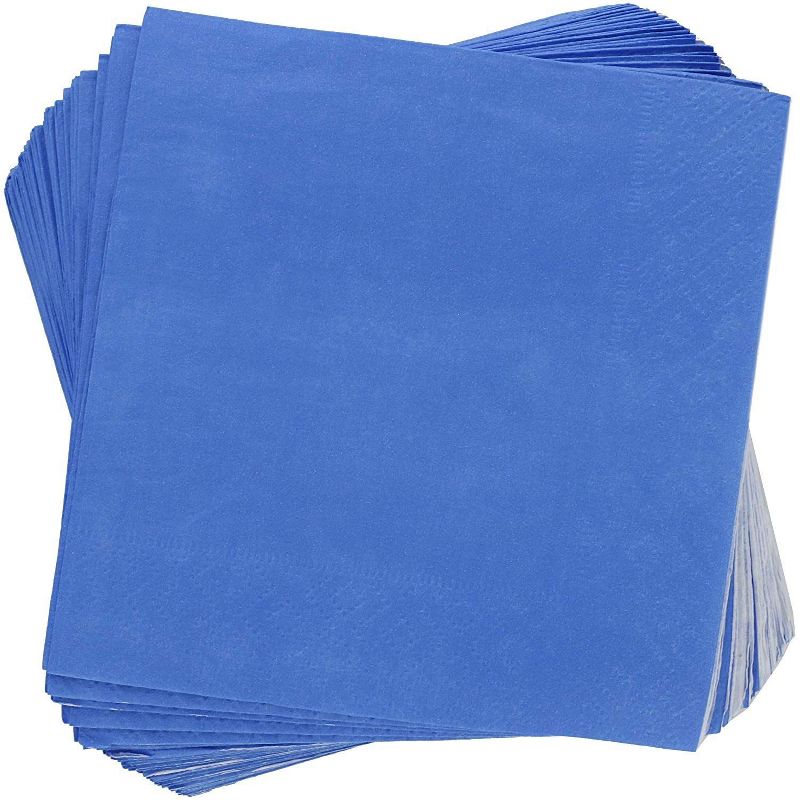 Blue Panda 200-Pack Scalloped Edge Disposable Cocktail Paper Napkins 5 x 5 In, Royal Blue