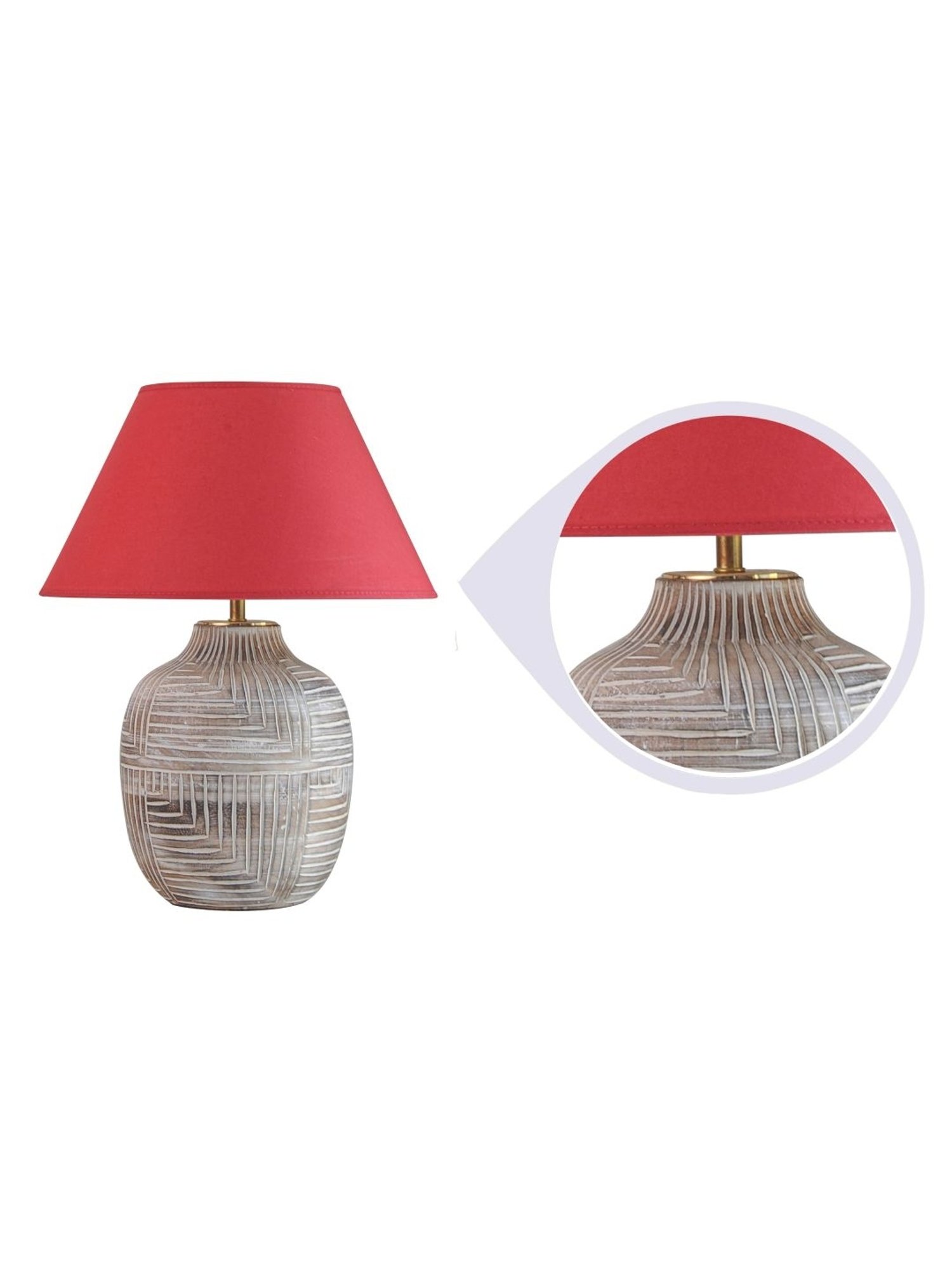 Kapoor Lamp Shades Distress White & Red Wood Cumberland Cotton Shade Table Lamp