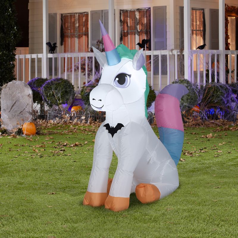 Gemmy Airblown Halloween Baby Unicorn , 3.5 ft Tall, white