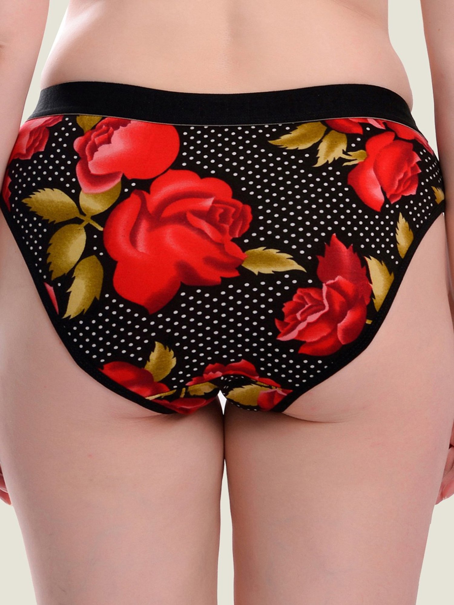 AROUSY Black & Blue Floral Print Hipster Panties - Pack Of 6