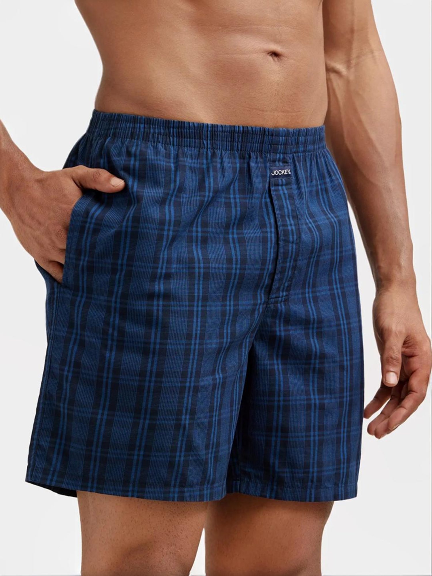 Jockey Black & Navy Regular Fit Check Boxer Shorts - Pack of 2