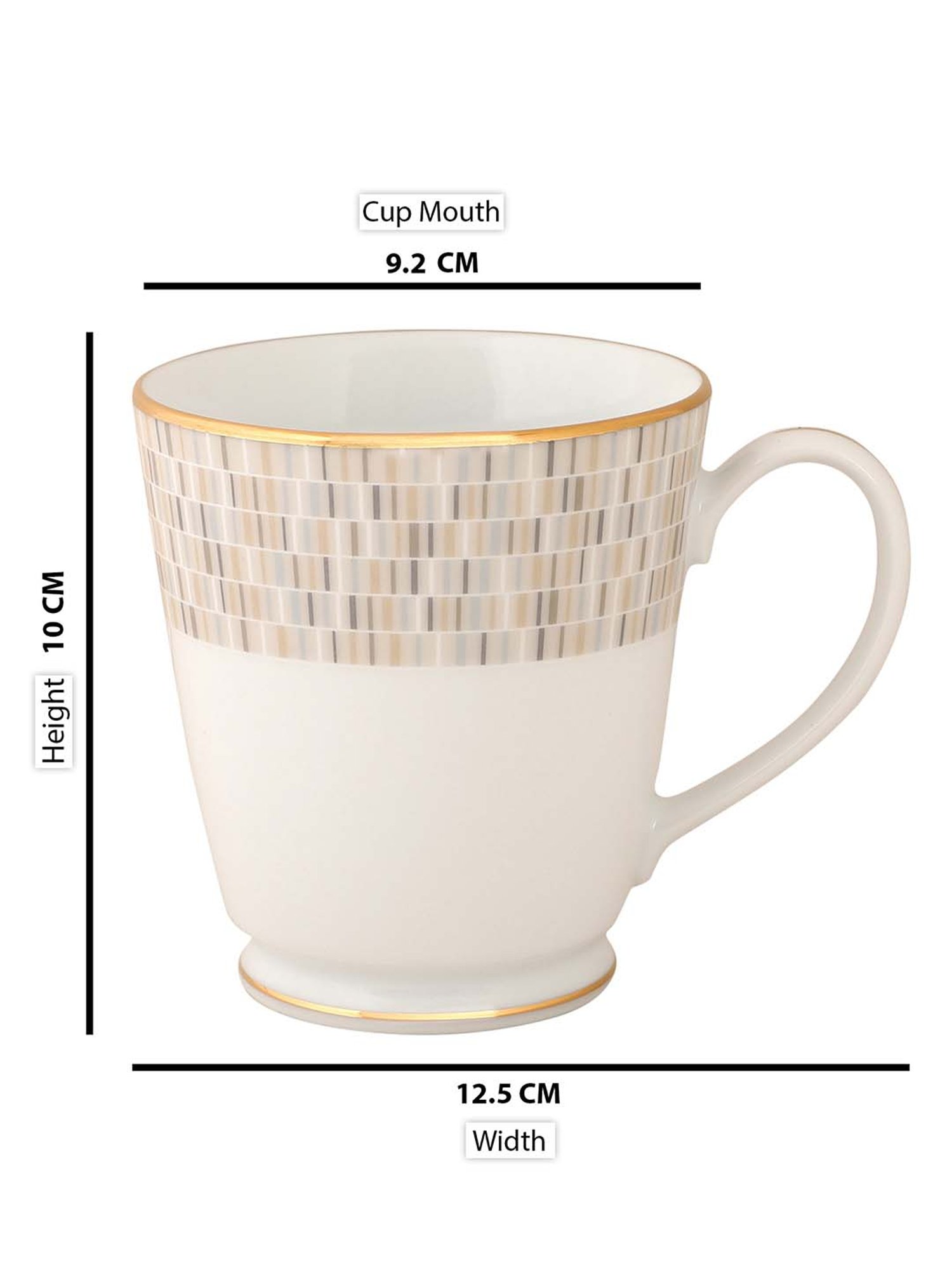 NORITAKE Hearth Off-White & Brown Porcelain Ville De Lumiere Tea Mug (0.37 L) - Set of 2
