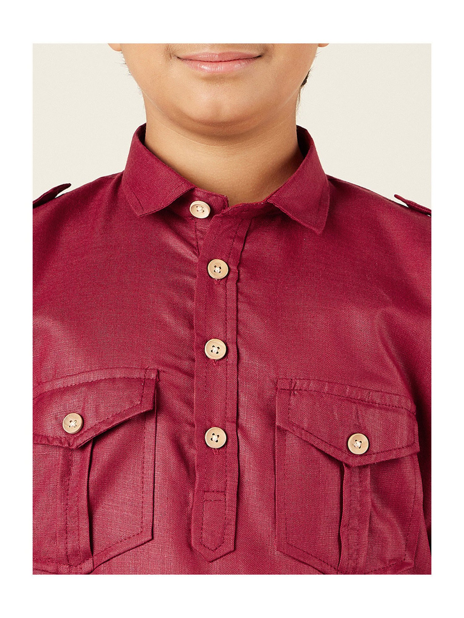 VASTRAMAY Kids Pink & White Floral Print Kurta Set