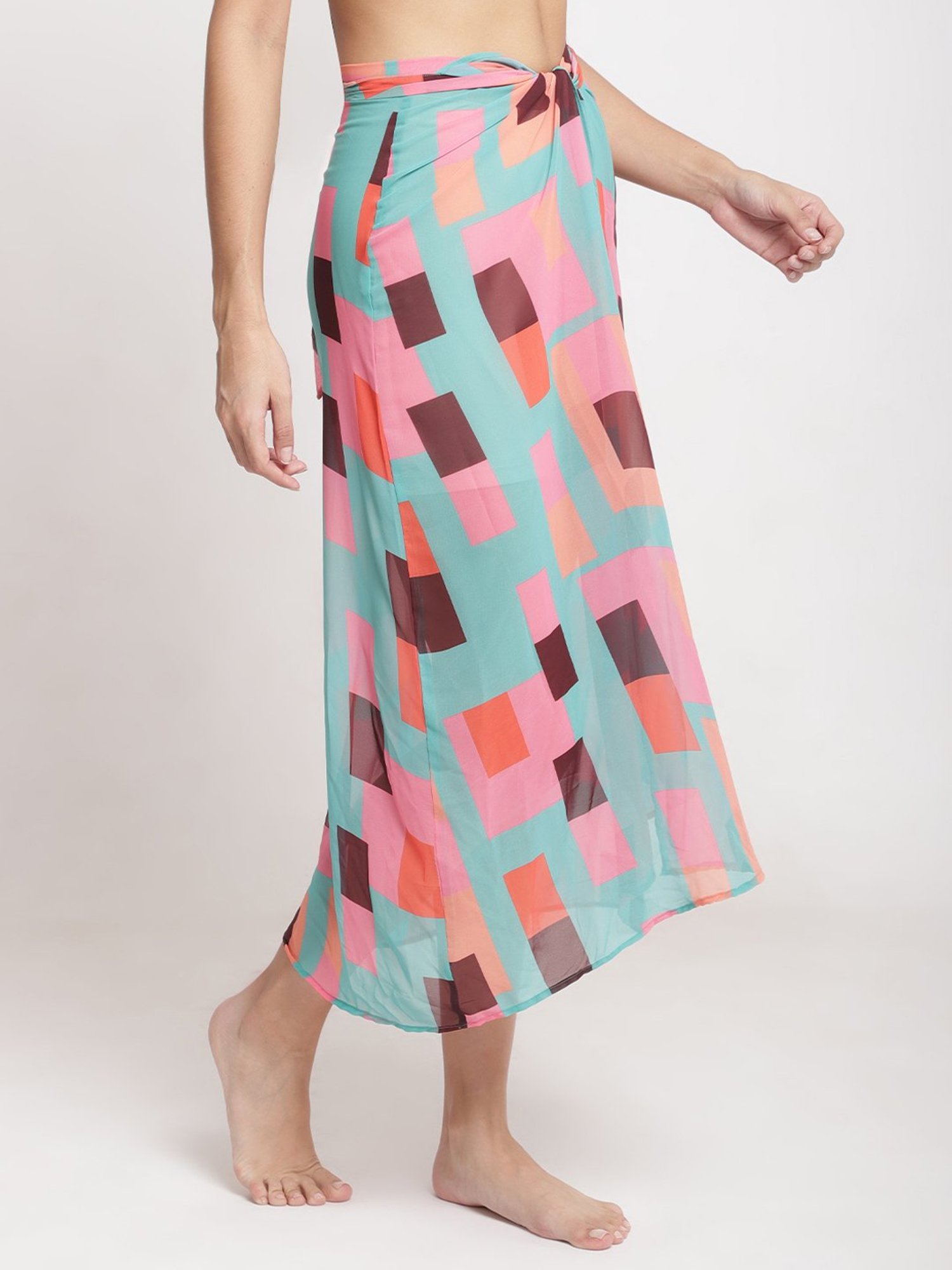 Erotissch Blue Printed Beachwear Cover-Up Skirt