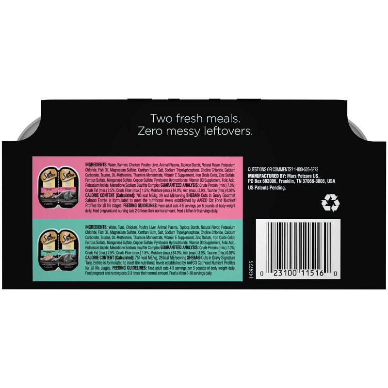 Sheba Perfect Portions Cuts In Gravy Salmon & Tuna Entrée Premium Wet Cat Food Salmon & Tuna Entrée - 2.6oz/12ct Variety Pack