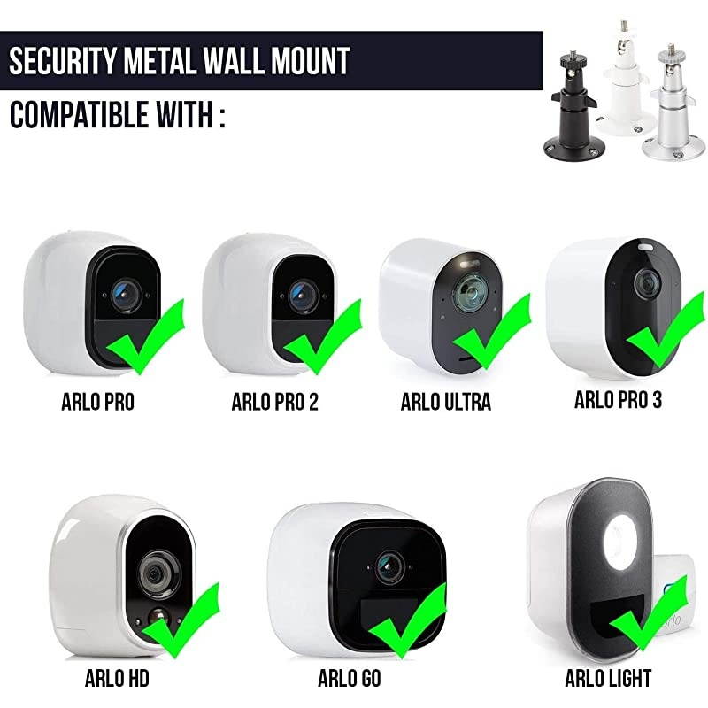 Adjustable IndoorOutdoor Security Metal Wall Mount Compatible with Arlo ProPro 2Pro 3Ultra Others Ring SpotlightStick Up Cam Battery eufyCam E Wyze Cam Pan 3Pack White