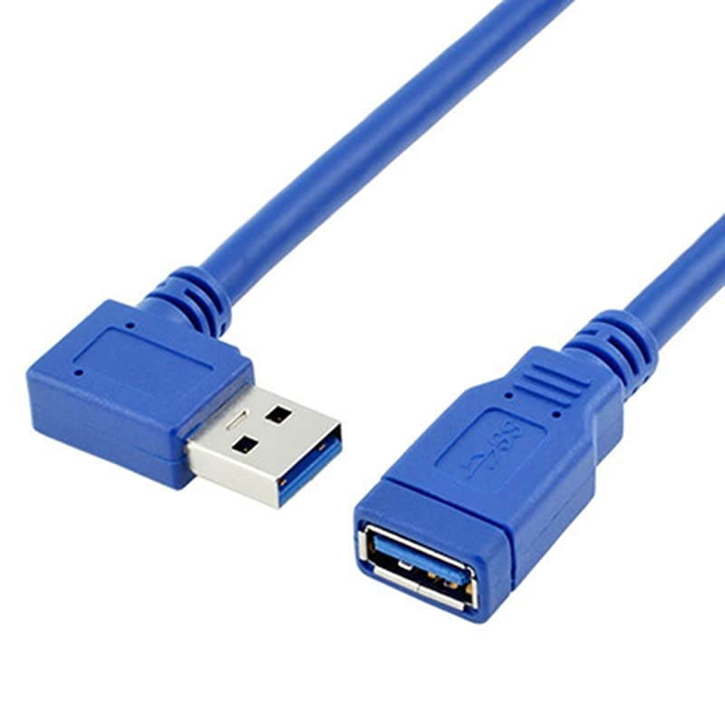 Right Angle USB Extension Cable,  Short USB 3.0 Extension Cable 90 Degree Left Right Angle USB Type A Male to Female Cable for USB A Hub PC Computer Laptop Notebook 2-Pack (Left&Right)
