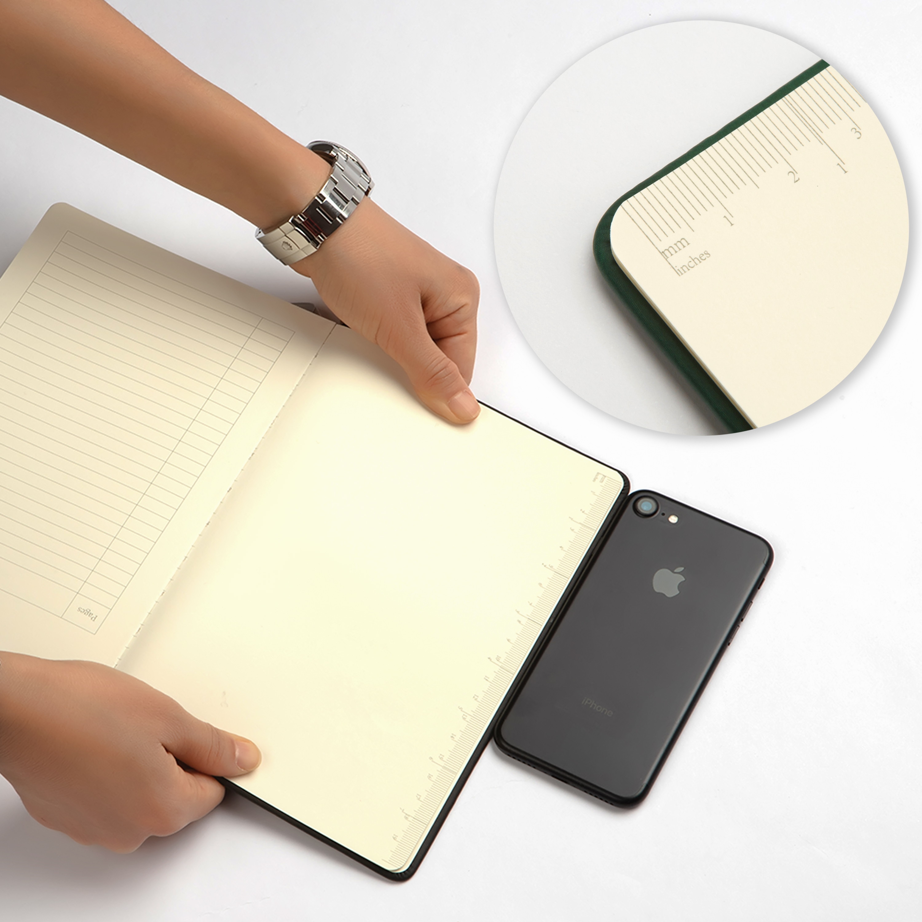 Emazne Classic Hardcover Notebook with Pen Loop,Bookmark,Green,Size:A5 (5.7" x 8.25"),Premium Thick 120gsm Paper,Dotted Page,176 Pages,PU Leather,Inner Pocket,(Free Gift-Tabs Flags)|Designed in US