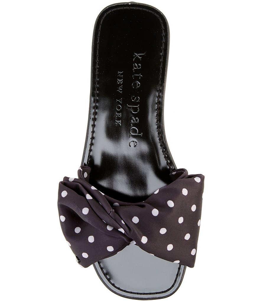 kate spade new york Bikini Polk Dot Printed Fabric Bow Slides