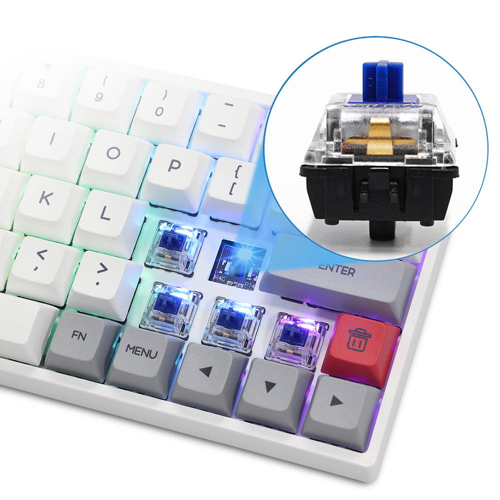 SK64 64 Keys Wired Mechanical Keyboard Gaming Keyboard with RGB Backlit, PBT Keycaps, Arrow Keys, IP6X Dustproof Waterproof Hot Swappable for Win/Mac/Gaming(Mechanical Optical Axis:Brown/Red )