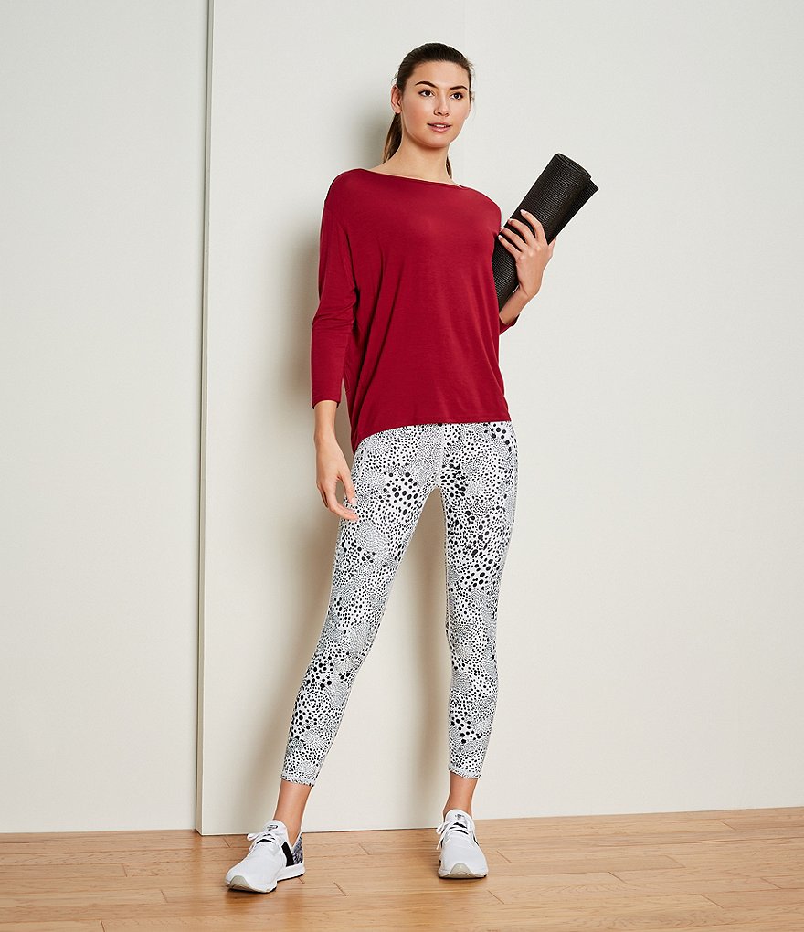 Kinesis Mid Rise Confetti Dot Print Crop Leggings