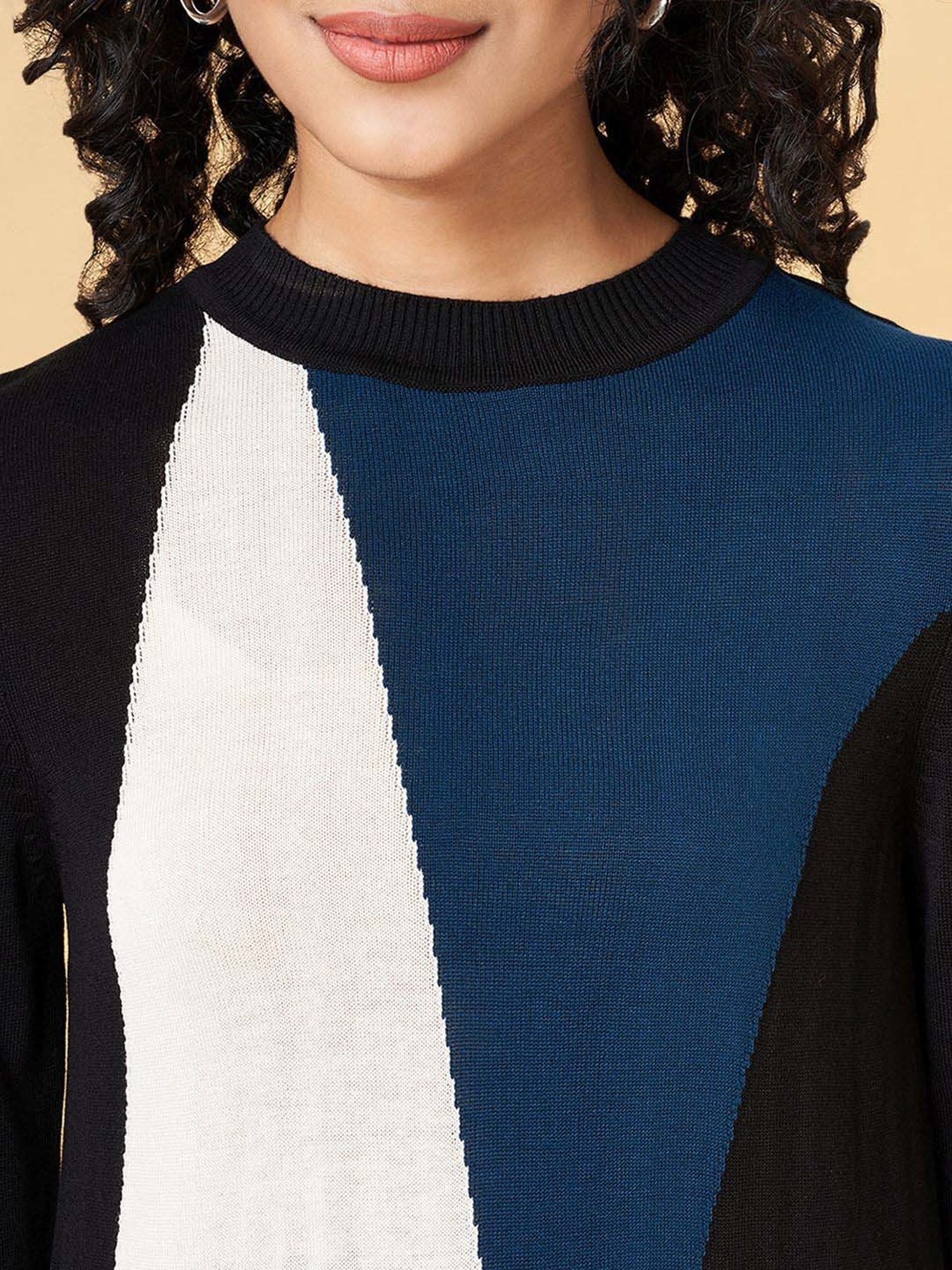 Annabelle by Pantaloons Black & Blue Color-Block Top