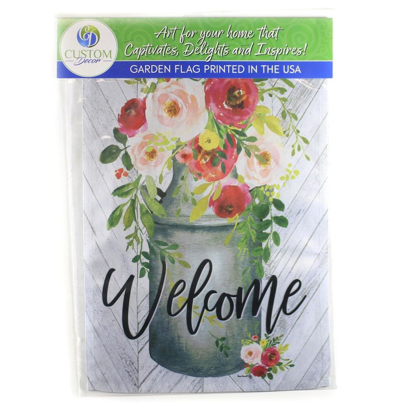 Home & Garden 17.75" Milk Can Full Of Flowers Flag Printed In The Usa Custom Decor  -  Flags