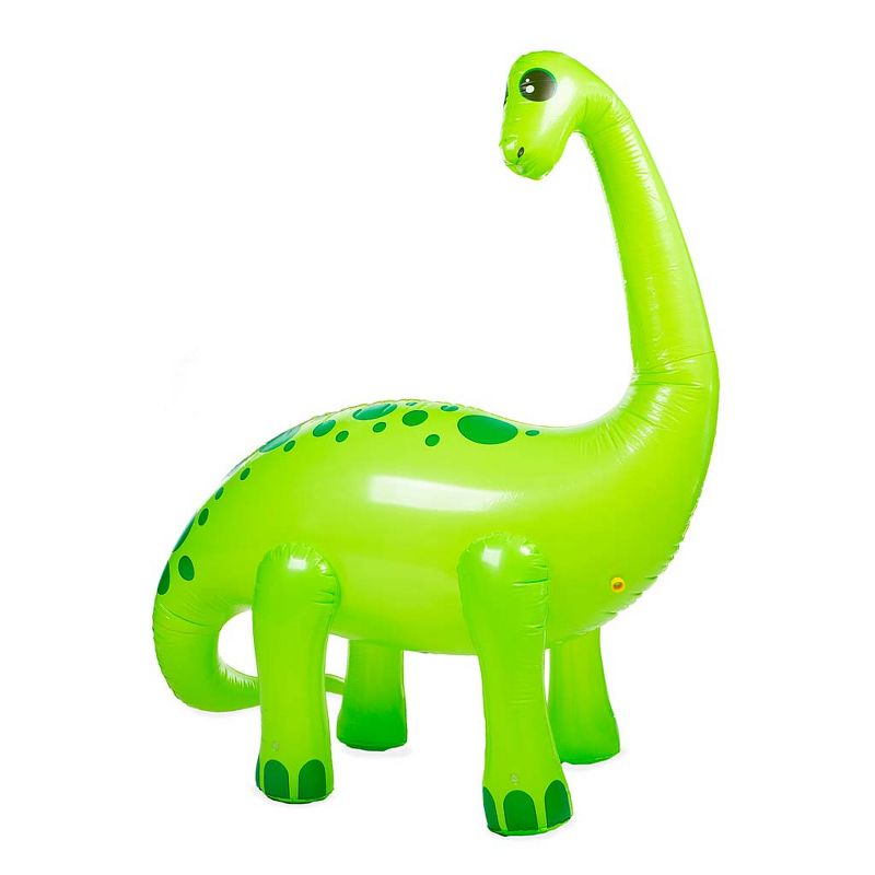 HearthSong - Kids Gigantic 7'H Inflatable Green Dinosaur Sprinkler for Outdoor Active Water Play