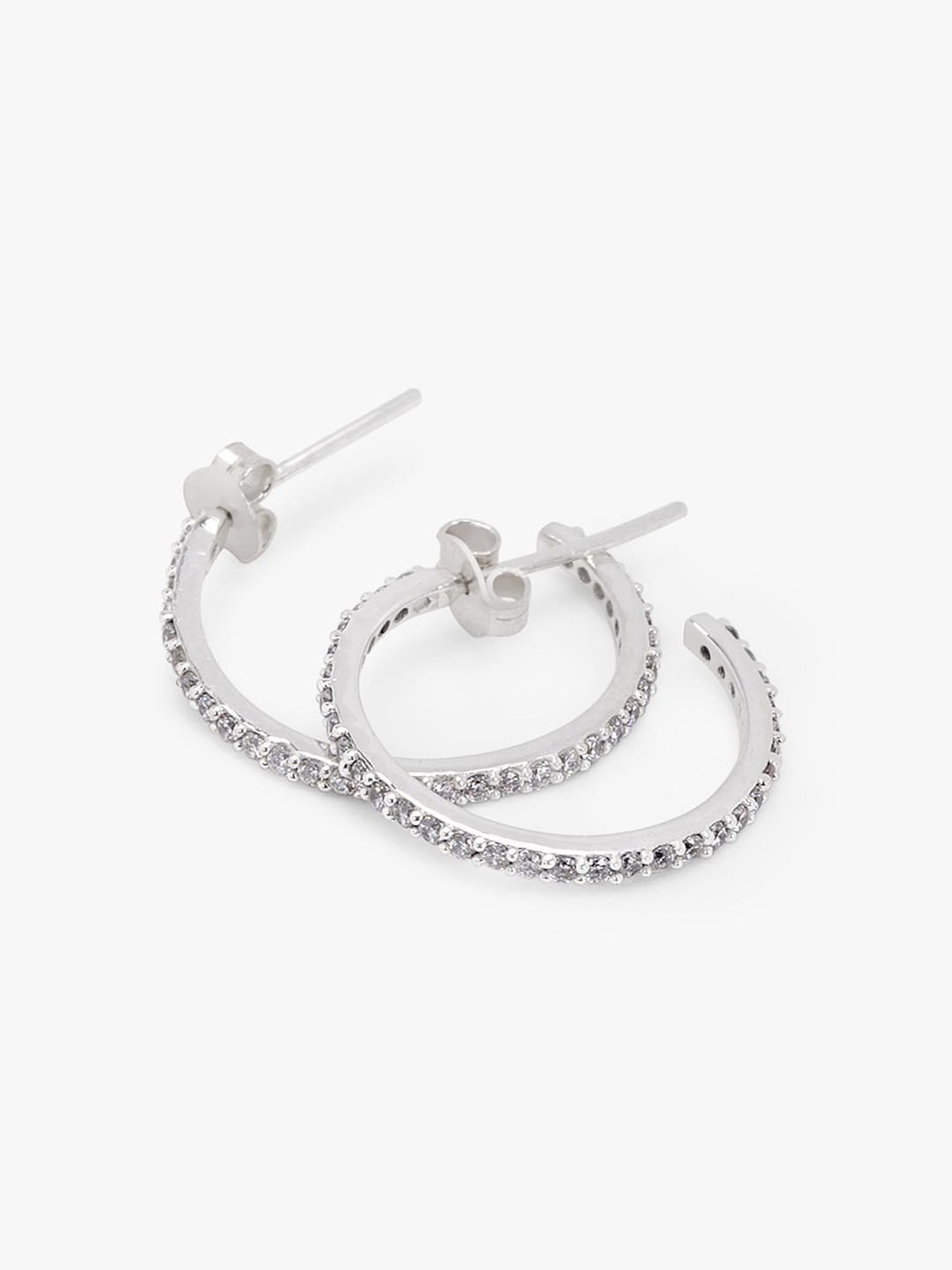 March by FableStreet Sterling Silver Zircon Round Hoop Earrings for Women