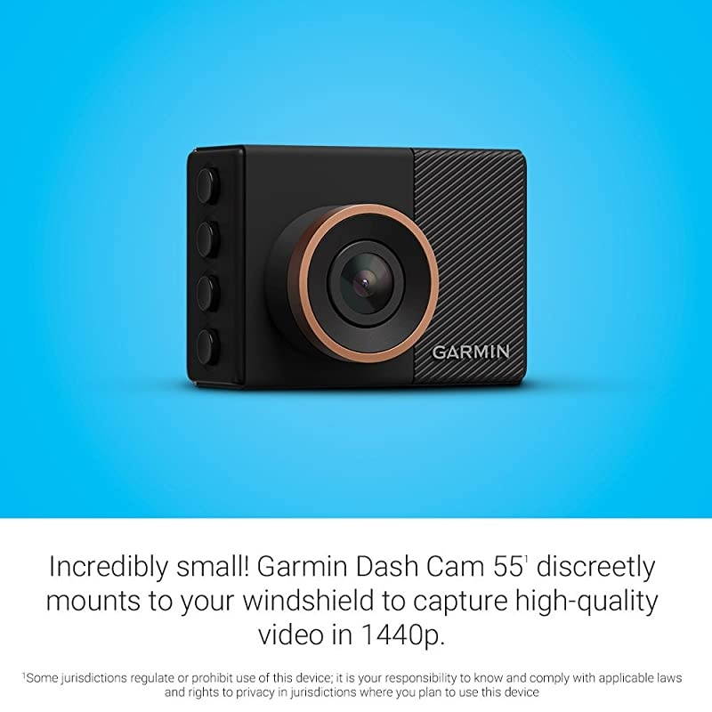Dash Cam 55, 1440p 2.0" LCD Screen, Extremely Small GPS-enabled Dash Camera with Voice Control, Loop Recording, G-Sensor and Driver Alerts, Includes Memory Card