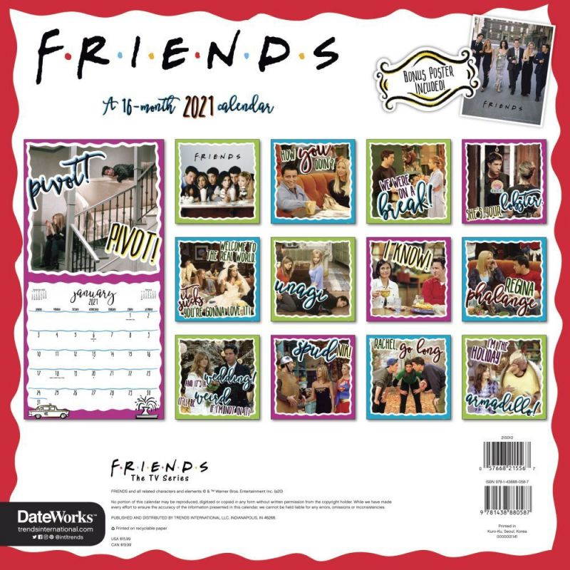 Trends International,  Friends 2021 Exclusive Wall Calendar wPoster 2021