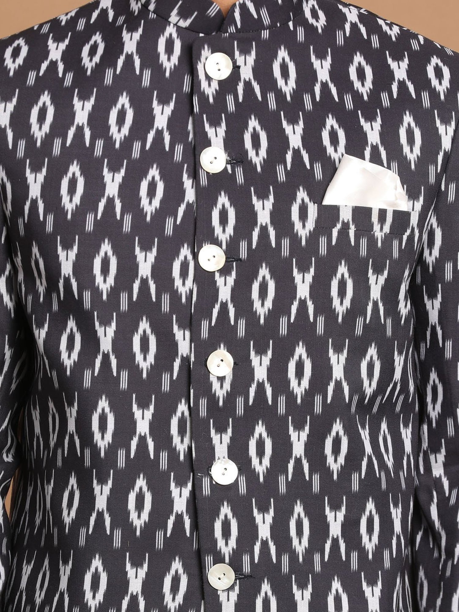 Hangup Cream Regular Fit Ethnic Blazer