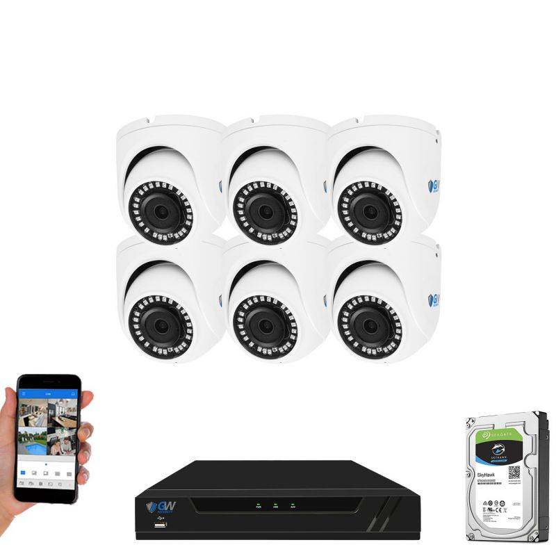 GW Security 4K 8 Channel NVR Security Camera System with 1TB HDD, 4 x 4K IP PoE 8MP Turret cameras, 100-Degrees Wide-angle, 100FT Night Vision
