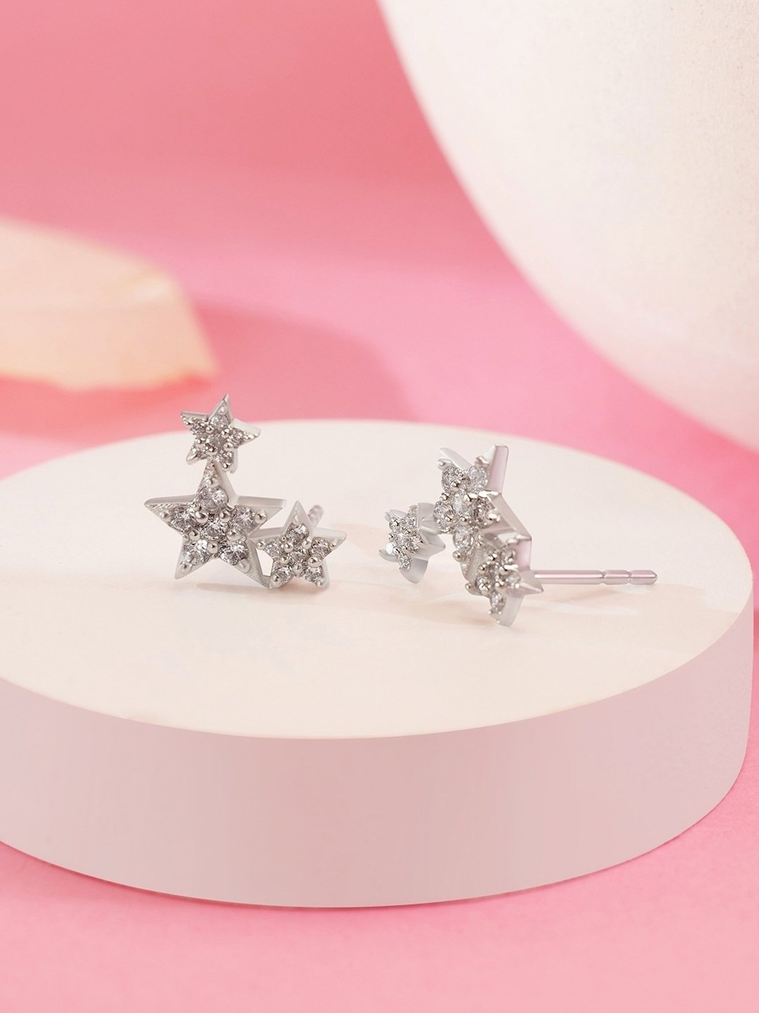 March by FableStreet 92.5 Sterling Silver Star Zircon Studded Earrings for Women