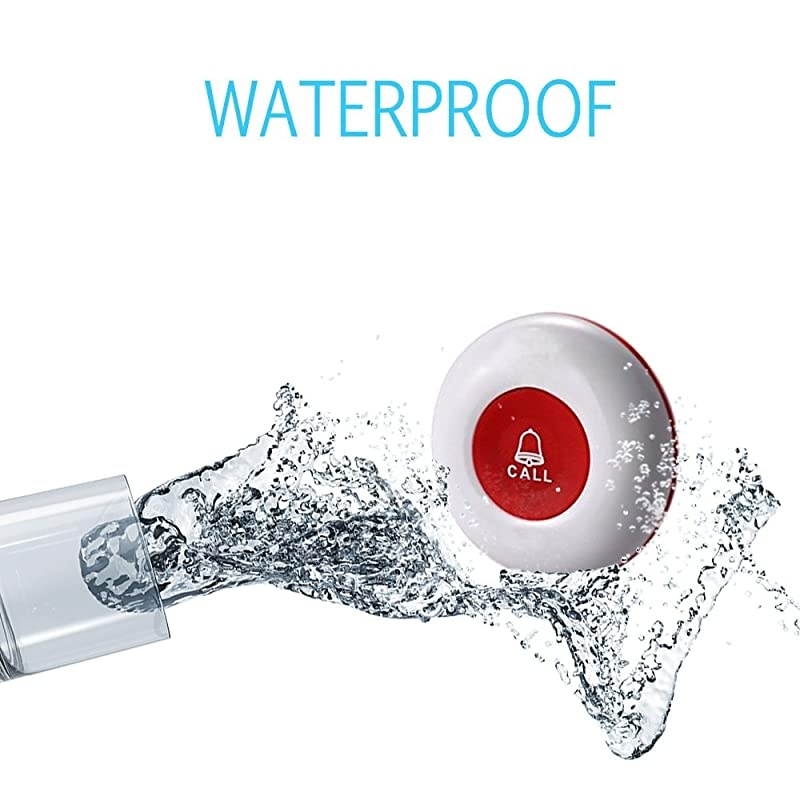 Caregiver Pager Wireless SOS Call Button Nurse Alert System for Home Elderly Patient Seniors Disabled Personal Attention Pager 500+ Feet 2 Waterproof Transmitters 1 Plugin Receiver