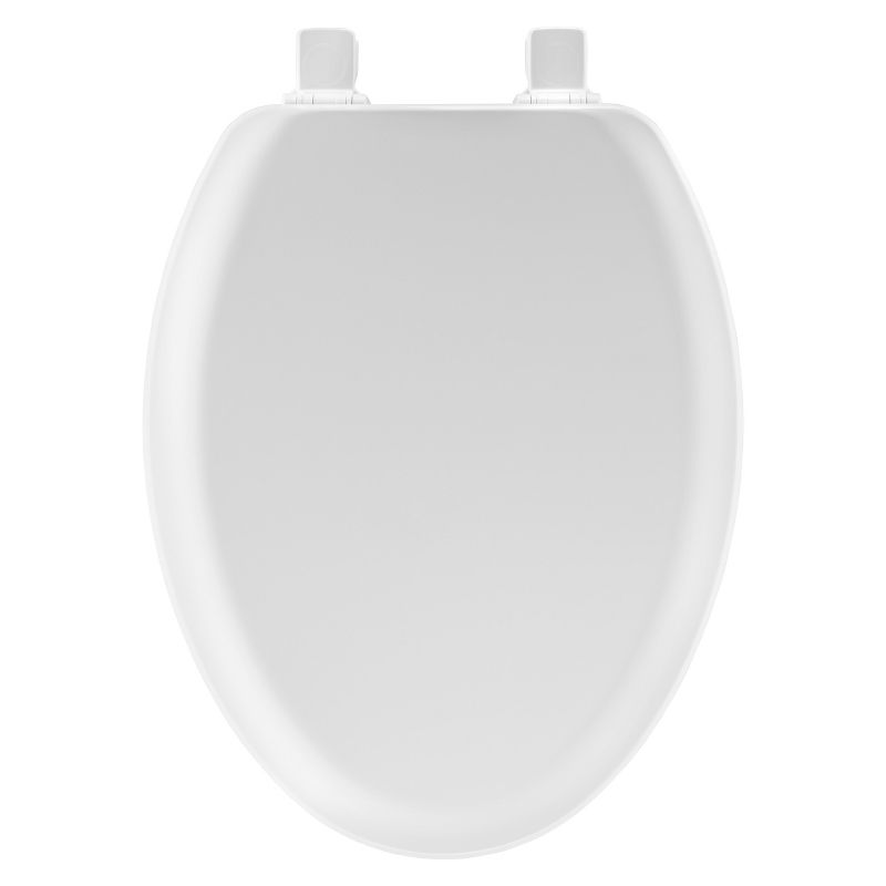 Cameron Never Loosens Elongated Enameled Wood Toilet Seat with Easy Clean Hinge White - Mayfair by Bemis
