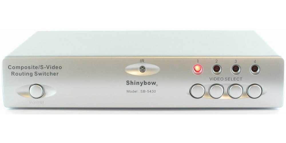 Shinybow - SB-5430 - Shinybow 4x2 Composite/S-Video/Audio Routing Switcher Selector (IR) - 4 x 2Composite Video In -