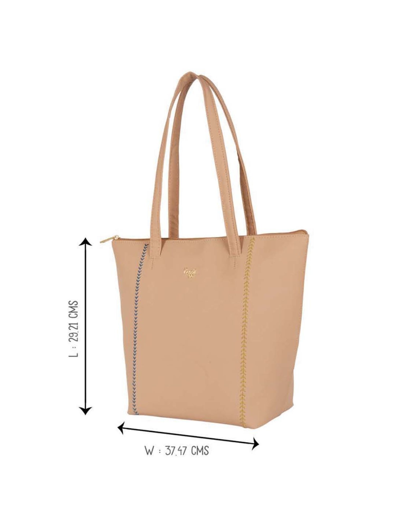Baggit Beige Textured Medium Tote Handbag