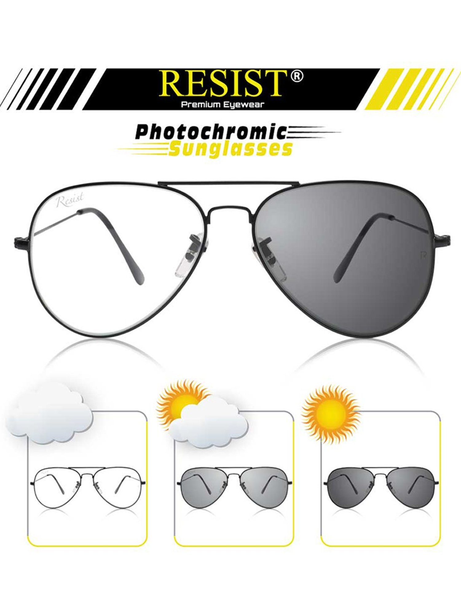 Resist Eyewear Clear Aviator UV Protection Unisex Sunglasses