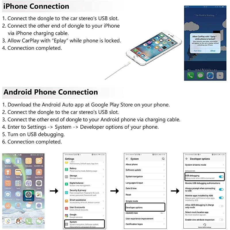 2021- A0585 Android Auto and Car Play Autoplay Dongle for  Android10/ 8.0/8.1/9.0 Car Radio GA93 Car Radio and GA9465,GA9480A,GA9453,GA9463,GA9451,GA9449 Etc.