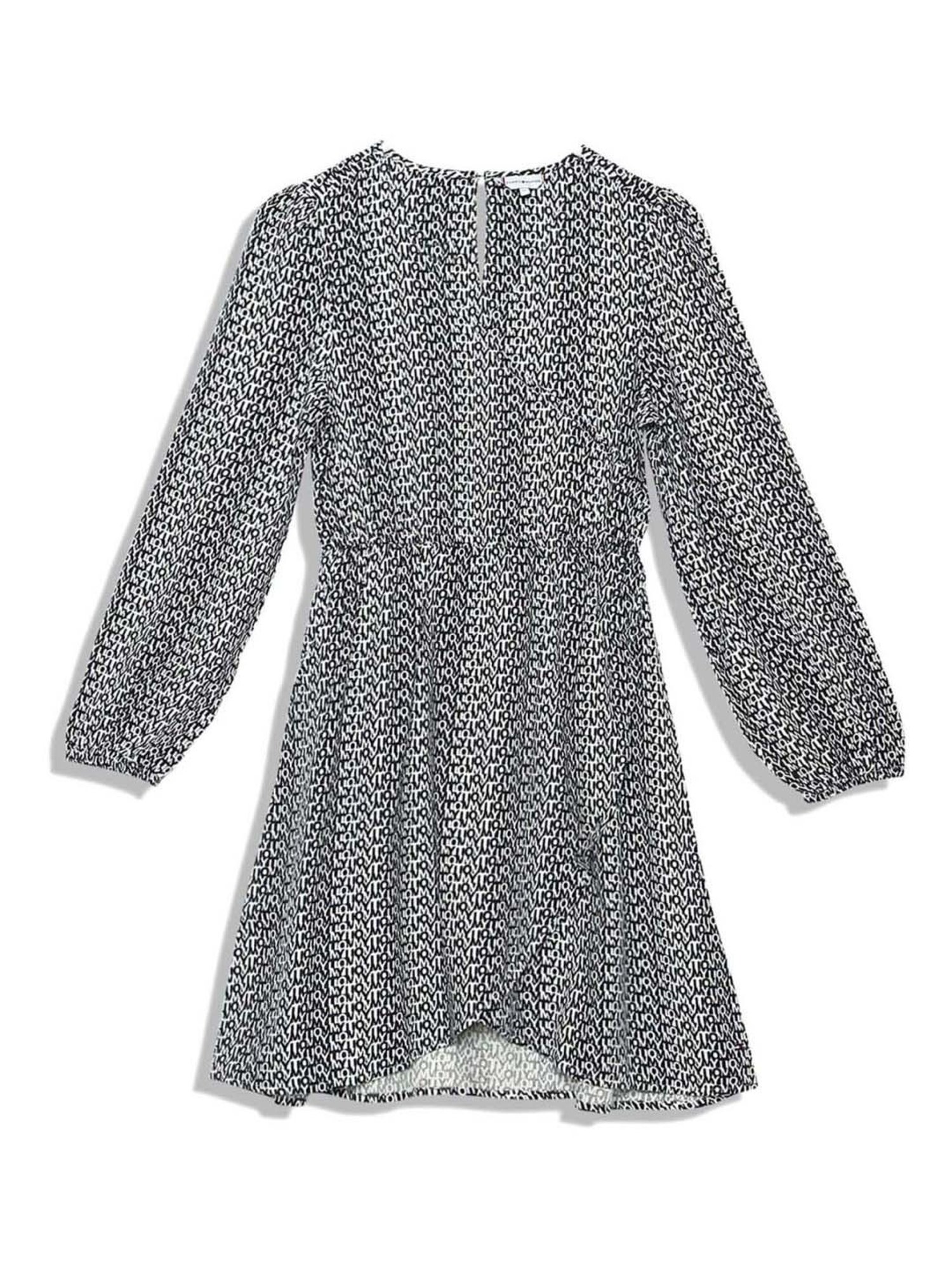 Tommy Hilfiger Kids White & Desert Sky Logo Full Sleeves Dress