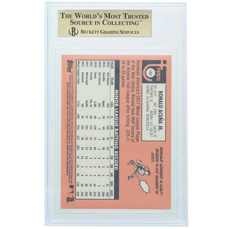 Topps Atlanta Braves #580 Ronald Acuna MLB 2018 Topps Heritage JR BGS 9.5 PSA 10