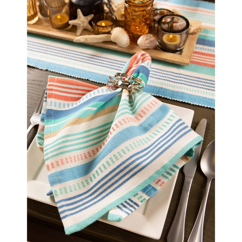 6pk Cotton Seashore Stripe Napkins - Design Imports